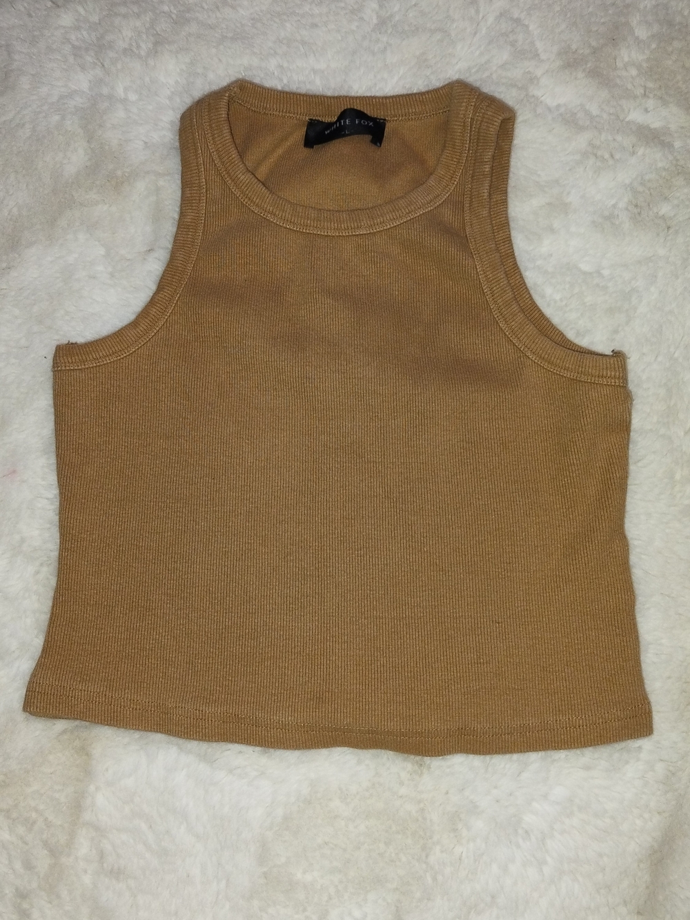 White Fox Boutique Ribbed Tank Top - Camel Brown